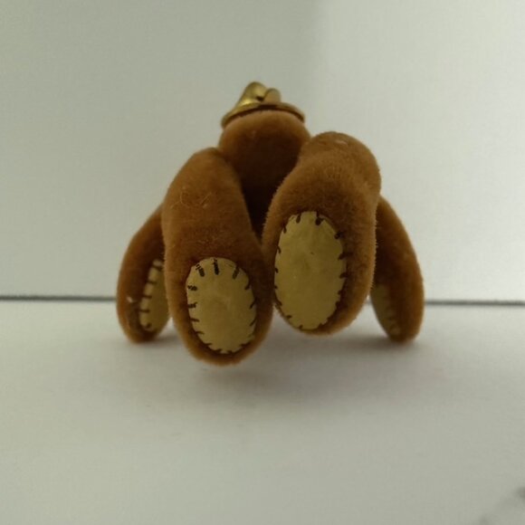 VTG Teddy Bear Pin Plush Jointed Holding Dept 56 Flag Movable arms legs 2.25" - Picture 5 of 10